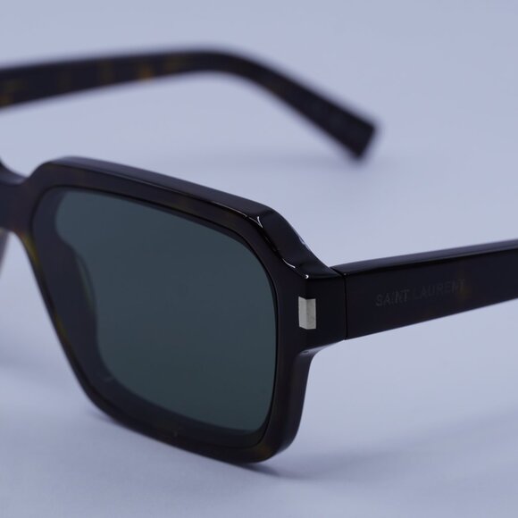 Saint Laurent SL611 002 Sunglasses Havana Rectangle Frame, Grey Lenses - Picture 2 of 12